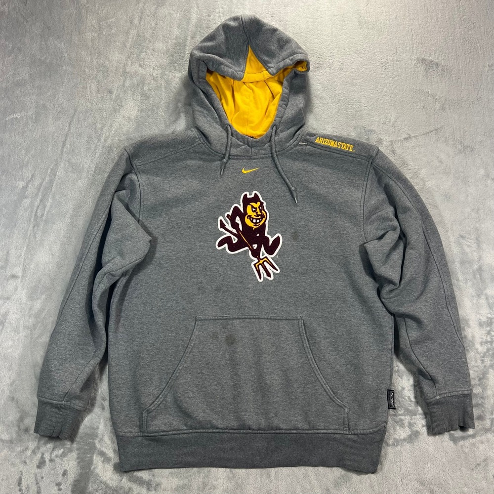 Arizona State Sun Devils Hoodie Mens S Grey Nike Vintage Embroidered Sparky Logo